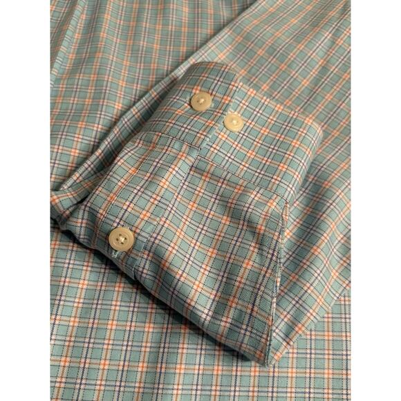 Orvis Men’s Light Blue Orange Wrinkle Free Men’s Medium Button Front Dress Shirt - Picture 9 of 9